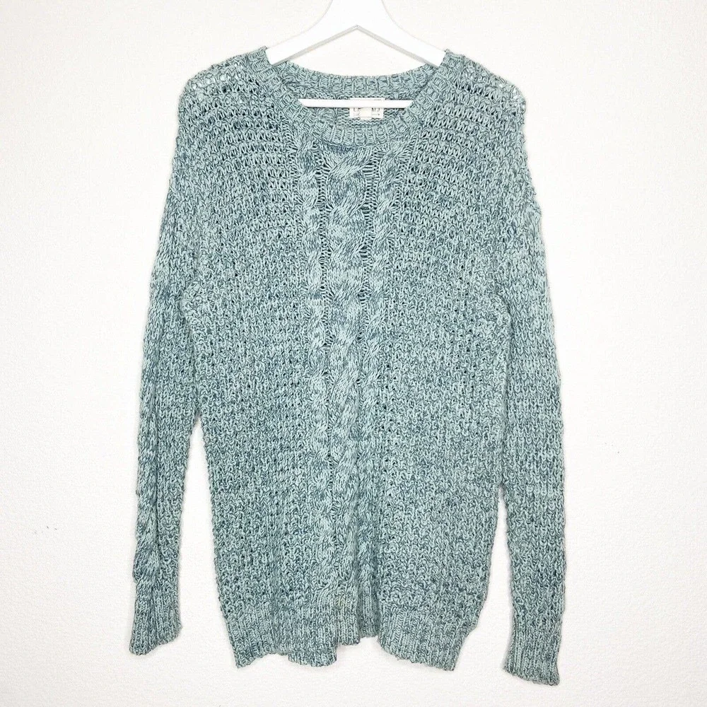 L.A. Hearts Green Cable Knit Long Sweater Sz L